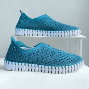 Ilse Jacobsen Tulip 139 Slip-On Flats Teal Blue Women's Size 39 (US 8)